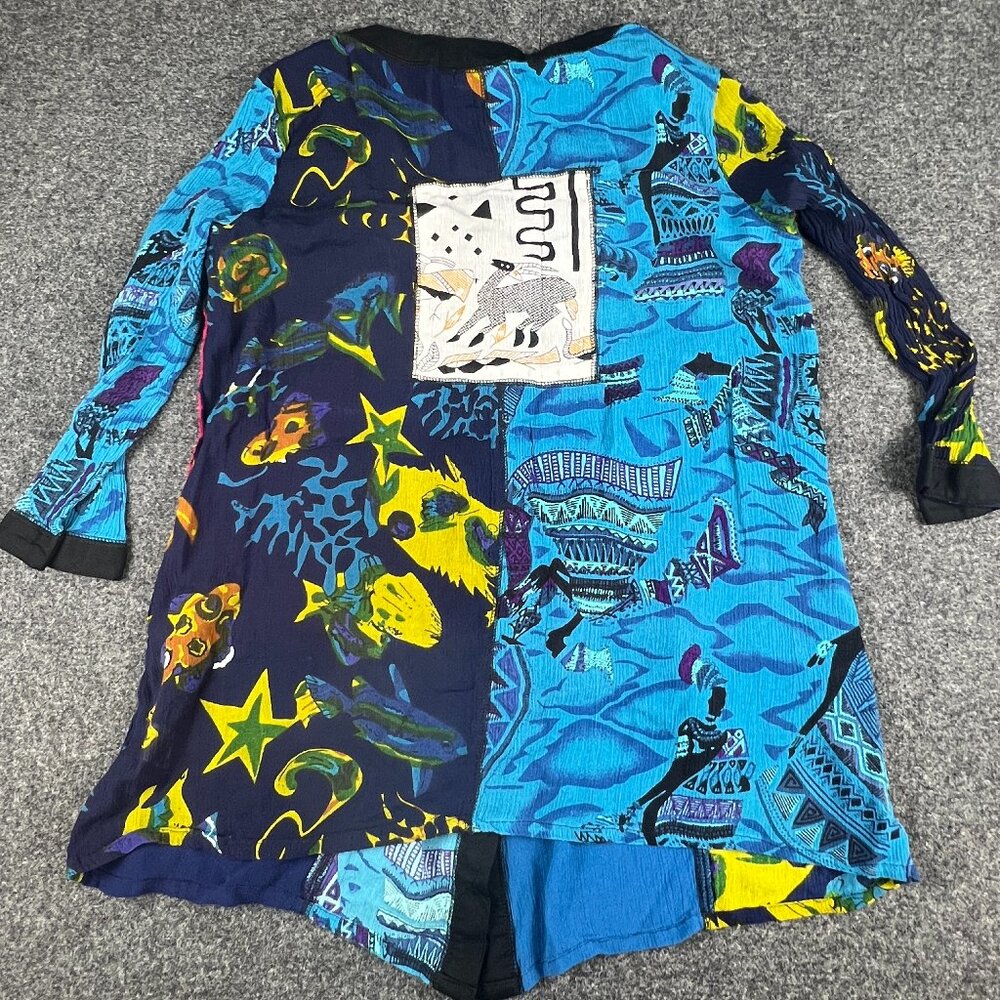 LA CERA Patchwork Boho Button-Front Tunic Top – M… - image 9